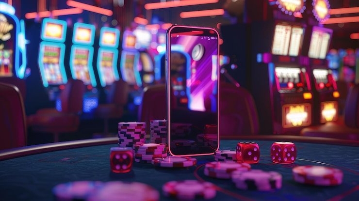 Meja Blackjack dengan kartu dealer dan chip pemain